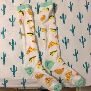 Pizza,taco, and hotdog long socks